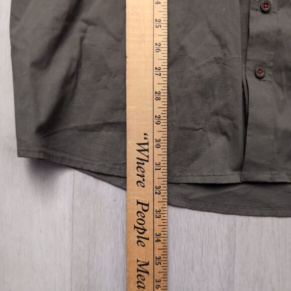 NWT Grunt Style Garage Button Up Shirt Mens XXL Olive Short Sleeve American Flag - Picture 2 of 4